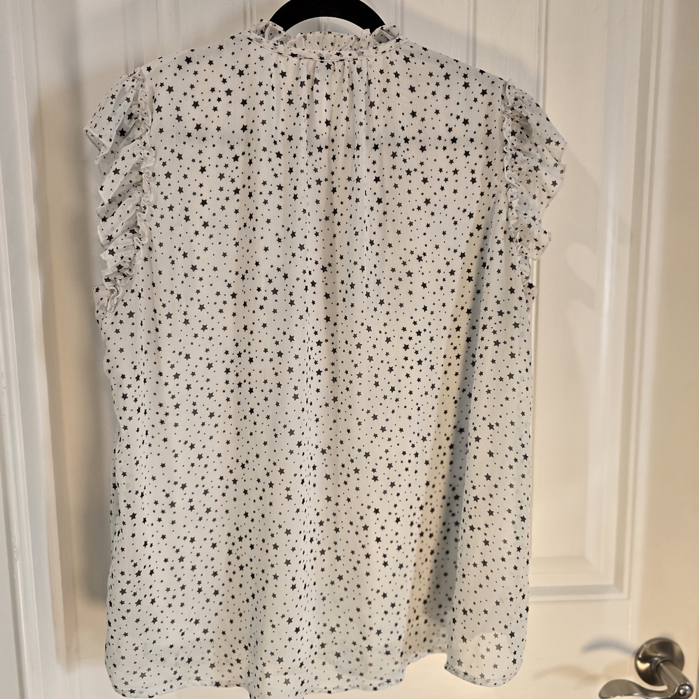 Star Print, Cap-sleeve Blouse - Picture 4 of 6